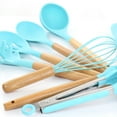 thumbnail image 3 of MegaChef Light Teal 12 Piece Silicone and Wood Cooking Utensils, 3 of 6