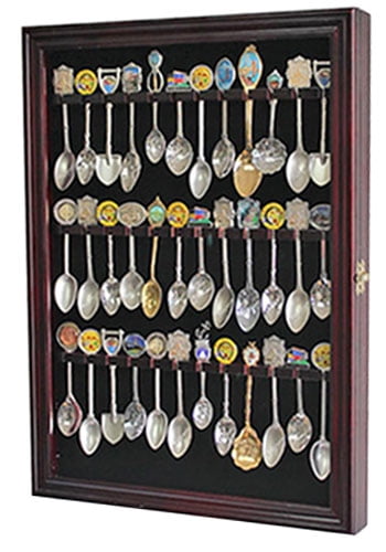 60 Spoon Display Case Rack Holder Cabinet Shadow Box Wall Rack LOCKABLE SP02-OA 
