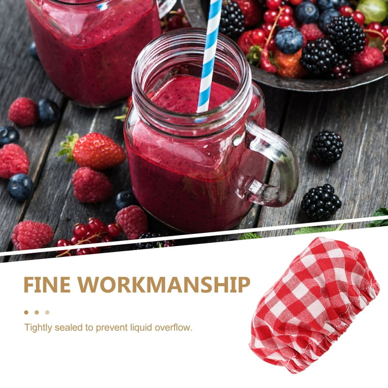 6-Pack Sourdough Jar Covers - Colorful Plaid Elastic Lids For 3-4 Inch Mason Jars