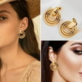 thumbnail image 3 of Gold Geometric Drop Dangle Earrings for Women Long Link Dangle Earrings Jewelry Gift, 3 of 5
