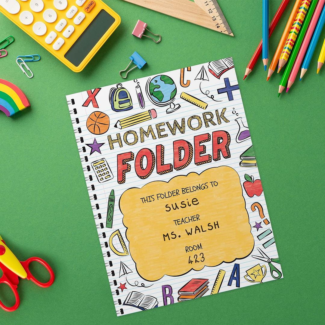 Homework Doodle Folders / 25 Colorful Classroom Student Folders / 9" x 12" School Teacher 2 Pocket Organizational Desk Folder Pack / Made In The USA