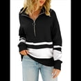 thumbnail image 3 of Suéter de Punto para Mujer, Suéter Extragrande con Media Cremallera y Larga, Sudadera con Capucha y Cremallera de un Cuarto, Otoño Negro L, 3 of 10
