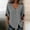 Gray, variant on Solid Womens Summer&nbsp;Tops Front Slit Hem Pearl Button Blouses Casual Deep V‑Neck Dolman 3/4 Sleeve Relaxed Fit White