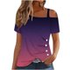 thumbnail image 2 of Fiudx Camisetas para Mujer Blusa con Botones de Manga Corta Halter con Hombros Descubiertos y Estampado para Mujer, 2 of 5