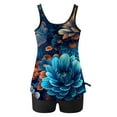 thumbnail image 4 of successthop Womens Tankini Swimsuits Blue Two Piece Bathing Suits with Boyshorts Tank Floral Swimwear Beachwear L, 4 of 5