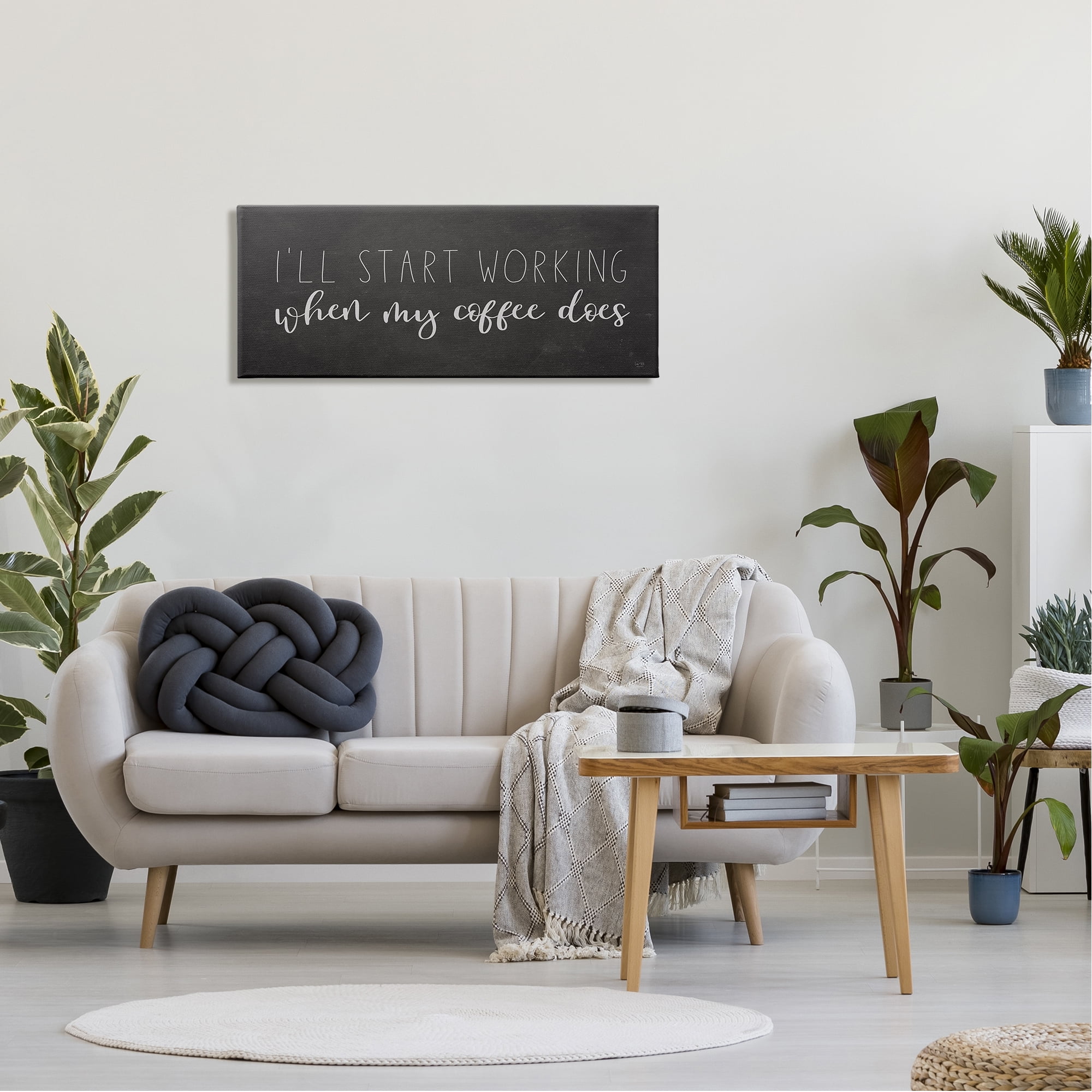 Stupell Industries I'll Work When Coffee Does Funny Calligraphy Sign Graphic Art Gallery Wrapped Canvas Print Wall Art, Design by Lux + Me Designs