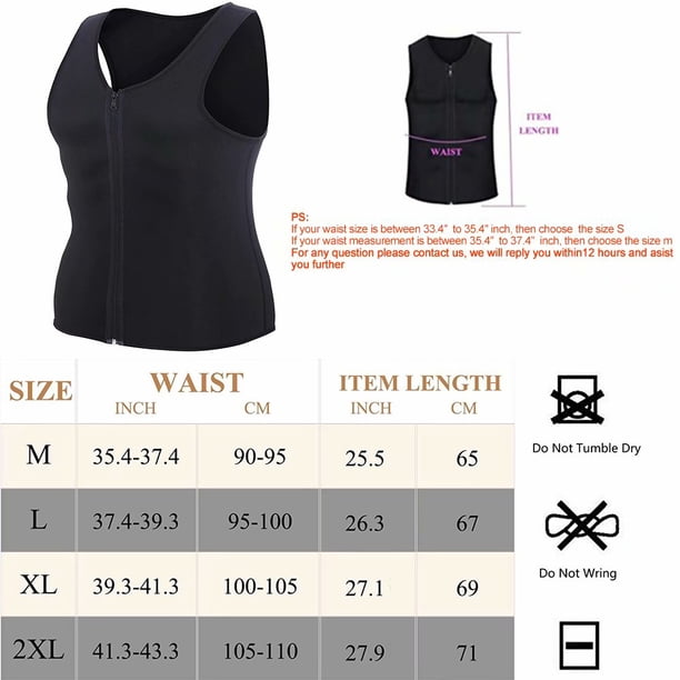Gilet De Sudation Homme – Zippé, Réglable, Néoprène, Pour Perte De Poids Et Sport (Tailles Variées)