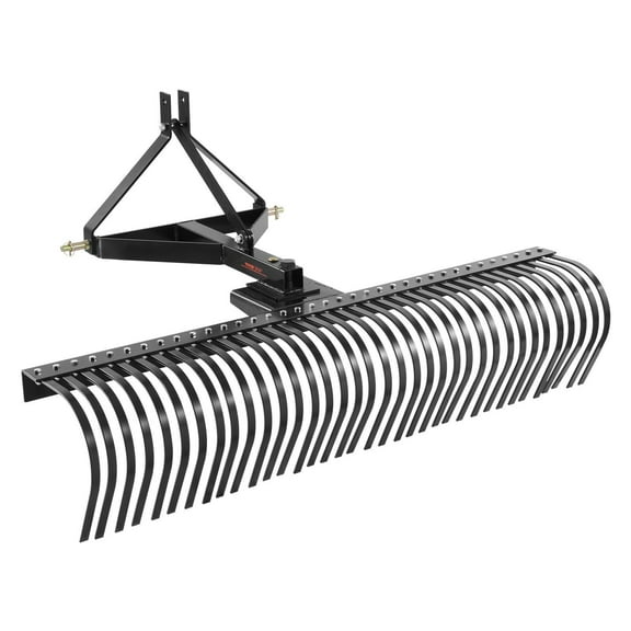 Wide 72-inch Tow Behind Dethatcher Rake, 3-Point Hitch Tractor Attachment with 36 Steel Tines for Grass & Soil