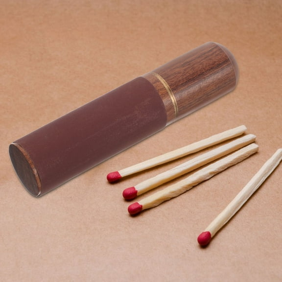 Minkissy Vintage Wooden Match Storage Holder Portable for Outdoor Use Light Brown Compact Design Multifunctional Easy to Carry