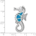 thumbnail image 4 of Sterling Silver Rhodium-Plated Created Opal And Cz Seahorse Chain Slide (30.9 X 12.72) Made In China qp5373, 4 of 5