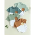 thumbnail image 5 of Douhoow Baby Boys Bodysuits Contrast Color Short Sleeve Pocket Jumpsuits Summer Rompers, 5 of 8