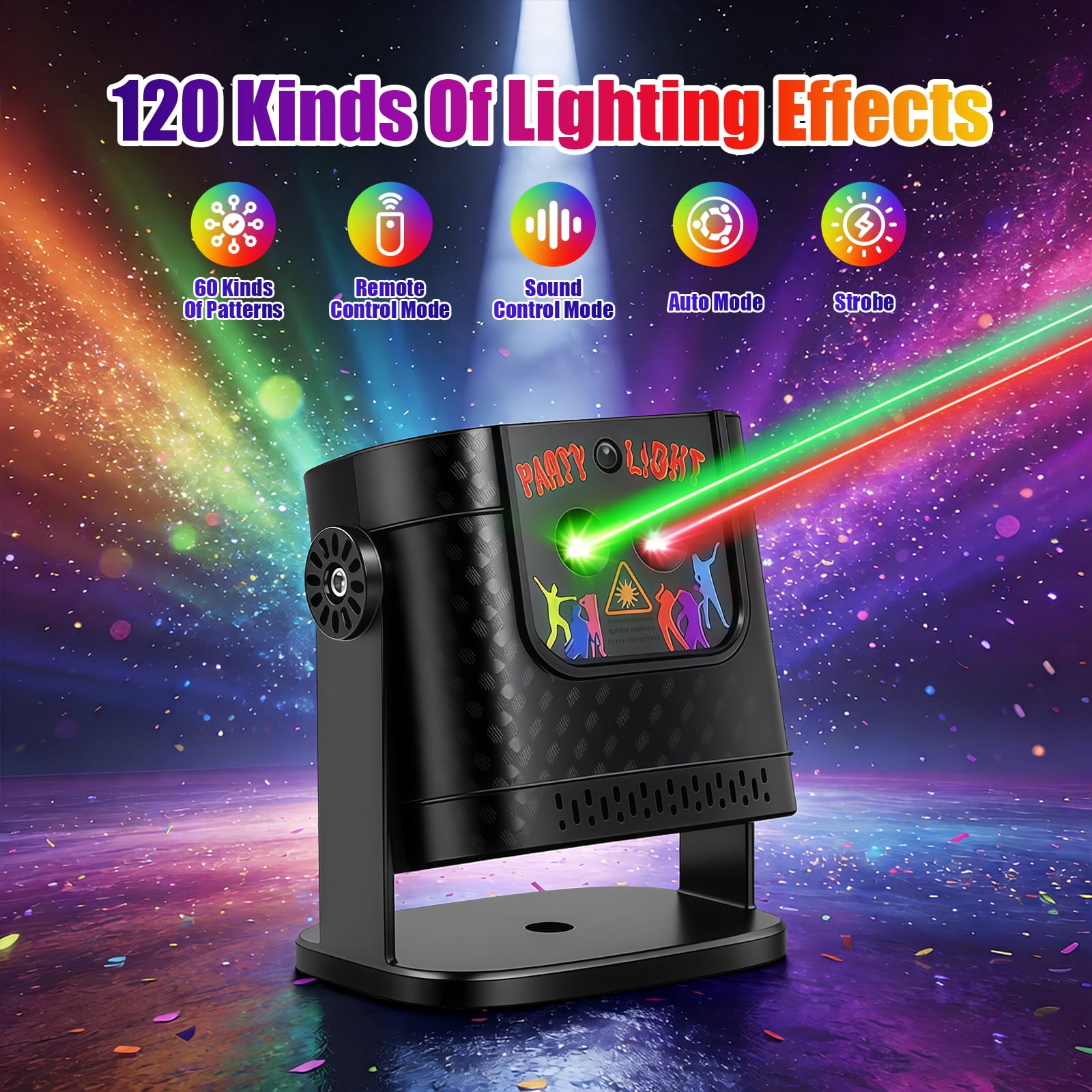 Disco Lights for Parties, 2 Pack DJ Lights with Rotating Disco Ball and RGB Party Lights, Sound Activated Disco Ball Light with Remote for Indoor Stage, Birthday and Christmas