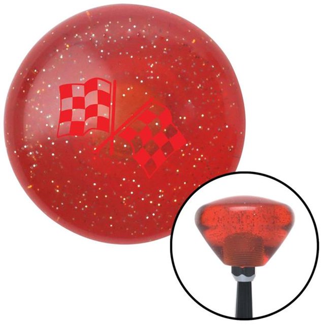 Bouton de Changement de Vitesse en Flocon de Métal Rétro Rouge à Deux Volets avec M16 x 1,5 Insert Brody
