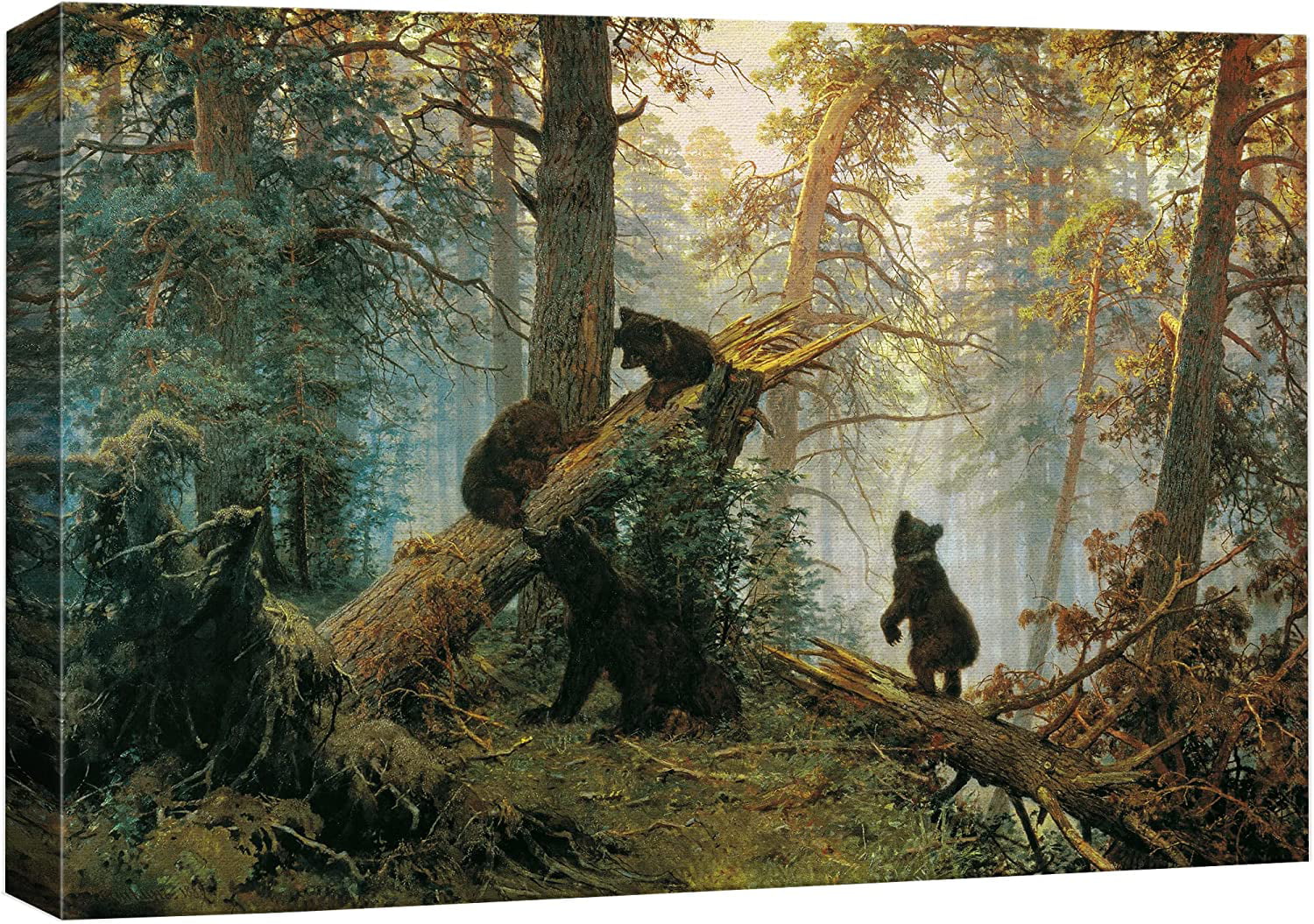 Canvas Print Wall Art Black Bears in The Spring Forest Nature Wilderness  Illustrations Modern Art Rustic Scenic Colorful Multicolor for Living Room,  Bedroom, Office 12