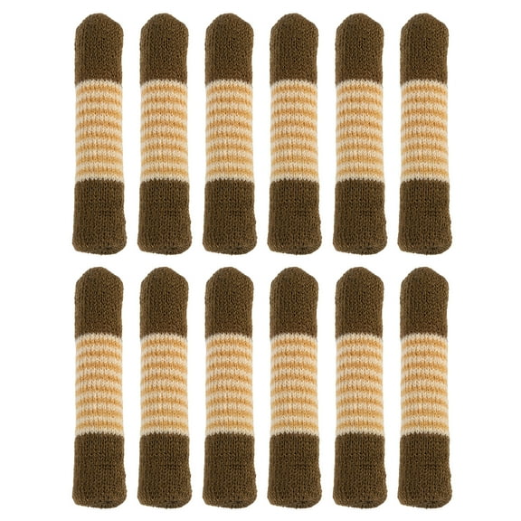 Chair Leg Floor Protectors, 24pcs - Acrylic Chair Leg Socks, Striped Knitted Chair Leg Covers (Dark Gray)