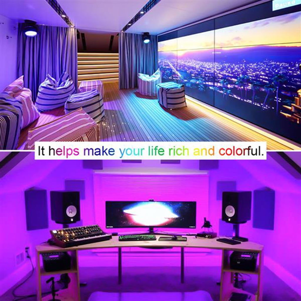 LED Strip Lights, Lights Strip Music Sync, App Control with Remote, 5050 RGB LED Light Strip Color Changing 24-Key Remote, Sensitive Built-in Mic, LED Lights Rope Lights for Home TV Party