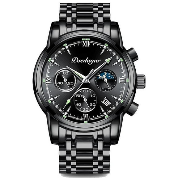 POEDAGAR New Fashion Mens Watches Blue Luxury Top Brand Big Dial Military Quartz Watch Leather Sport Waterproof Chronograph
