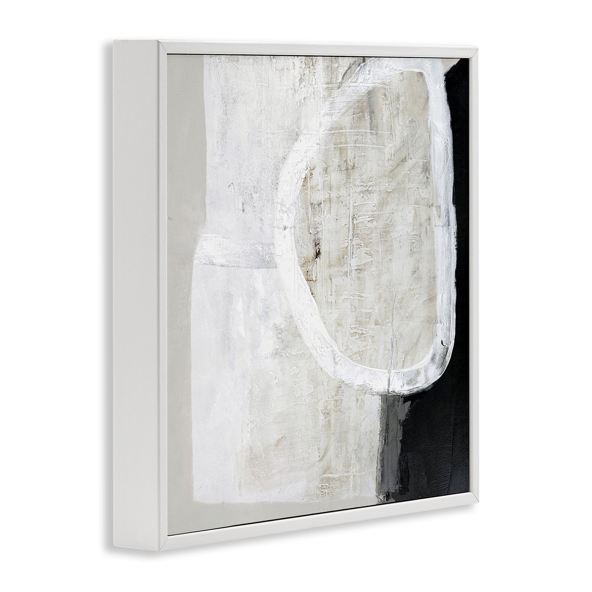 Stupell Industries Modern Neutral Abstraction Abstract Painting White Framed Art Print Wall Art, 17 x 17