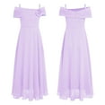 thumbnail image 4 of iiniim Kids Flower Girls Off Shoulder Chiffon Junior Bridesmaid Wedding Pageant Formal Ball Gown Maxi Dress Lavender 16, 4 of 7