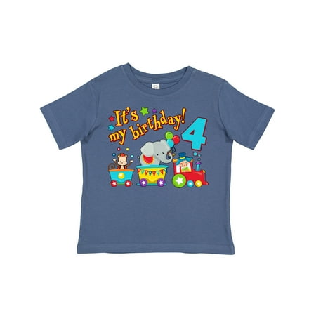 

Inktastic Its My Birthday- Circus Train 4th Birthday Gift Toddler Boy or Toddler Girl T-Shirt