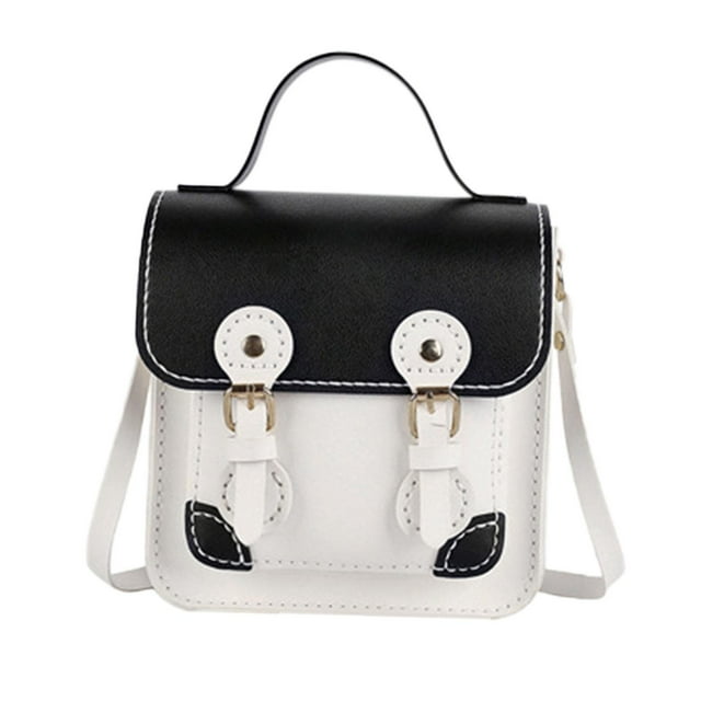 Kit para hacer bolsos de hombro de piel sintética, elegantes, para dama, con costura a mano, todos los materiales. Blanco negro