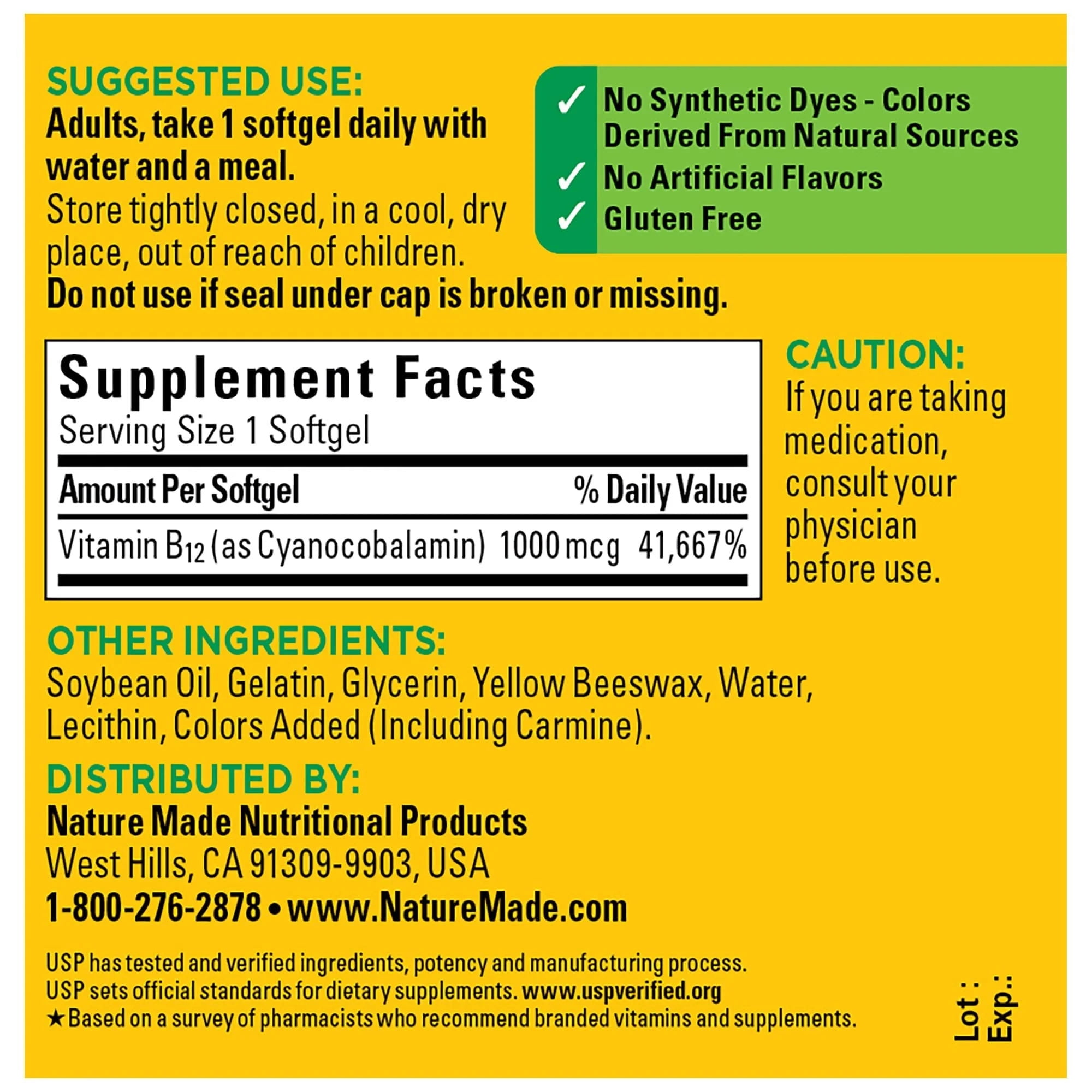 Nature Made Vitamin B12 1000 mcg, Dietary Supplement for Energy Metabolism Support- 90 Softgels.,