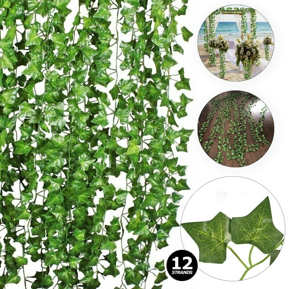 GARDEN SECRETS Fake Ivy Garland Wall Hanging Vines Artificial Greenery for Home Wall Decor 12 Strands