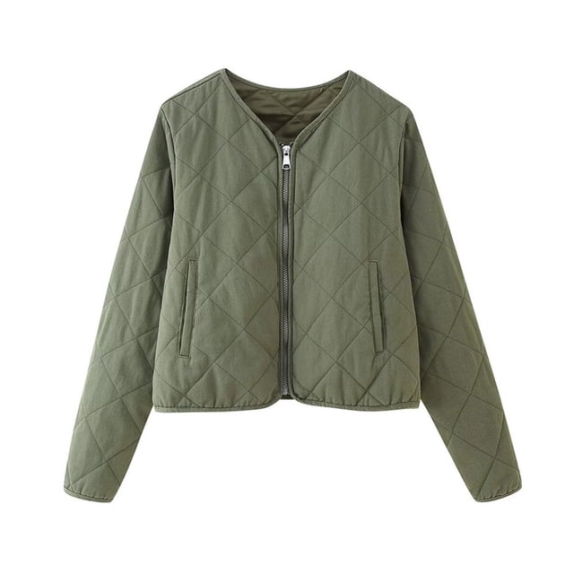 Soki Veste Bomber à Manches Longues Raglan Matelassée à Fermeture Éclair pour Femmes