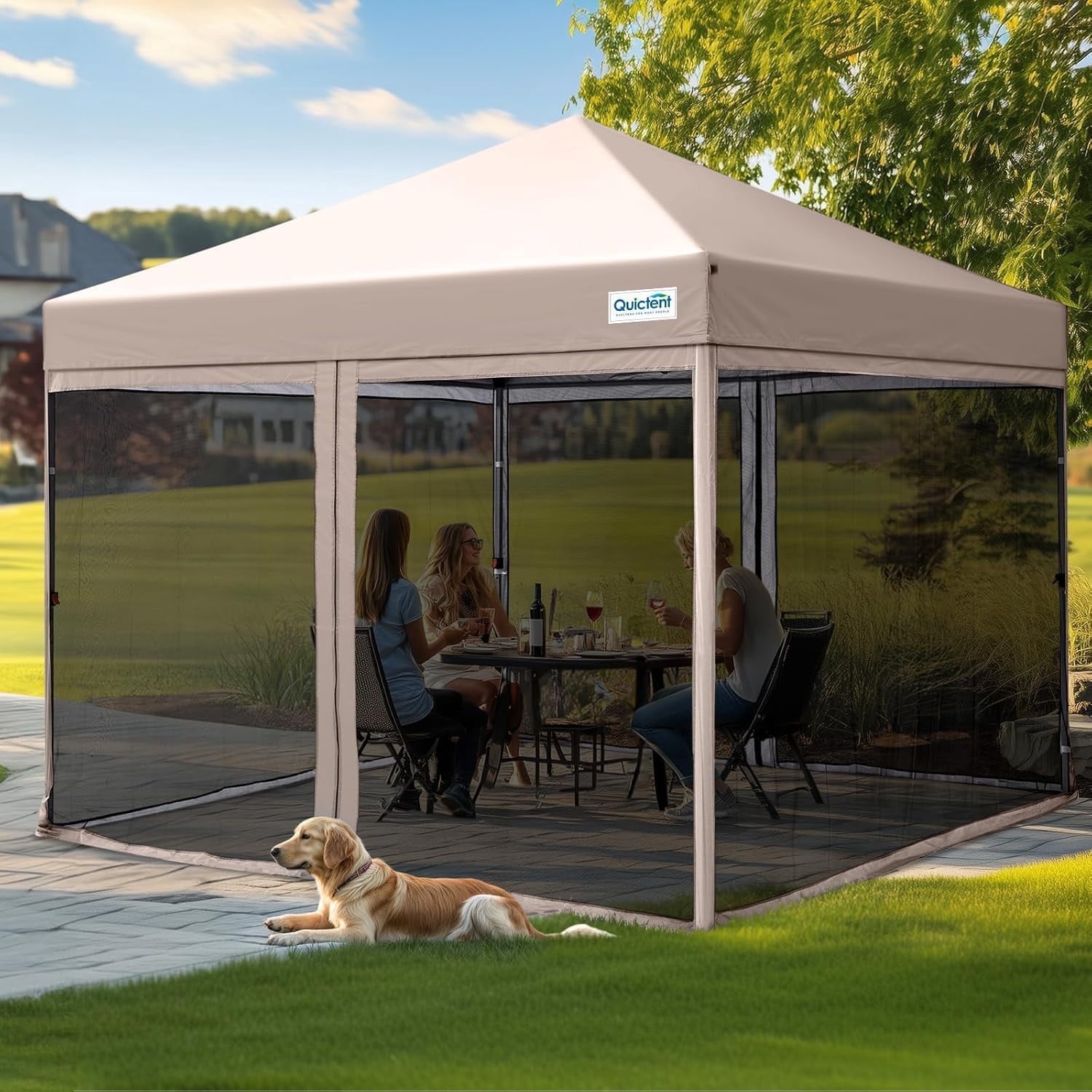 Quictent 10x10' Instant Pop-up Canopy Tent, Outdoor Shelter, Green