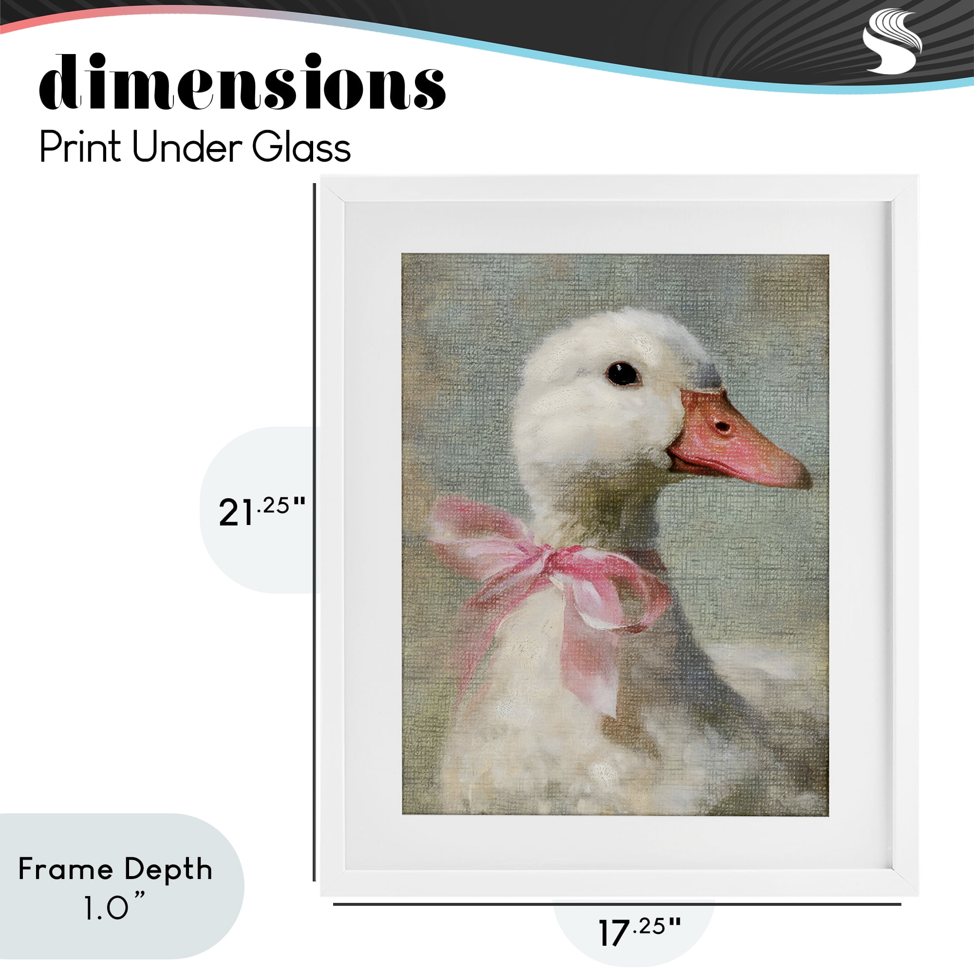 Stupell Industries Portrait of Pink Bow Goose White Framed Print Under Glass, design by LSR Design Studio