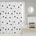 thumbnail image 2 of Manfei Modern Stars Shower Curtain 72Wx72L,Kawaii Cartoon Theme Bathroom Curtain,Black White, 2 of 5