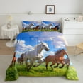 thumbnail image 3 of Horse Bed in a Bag Queen Comforter Set 7 Piece,Western Bedding Sets Queen,Wild Farm Animals Sheet Set with Comforter Blue Sky Clouds Farmhouse Decor, 3 of 6
