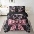 thumbnail image 2 of Manfei Western Skeleton Skull Bedding Comforter Set 7pcs, Vintage Princess Bowknot Queen Bedding Sets, Gothic Romantic Style Reversible Queen Sheet Sets, Luxury Bedroom Decor, 2 of 7