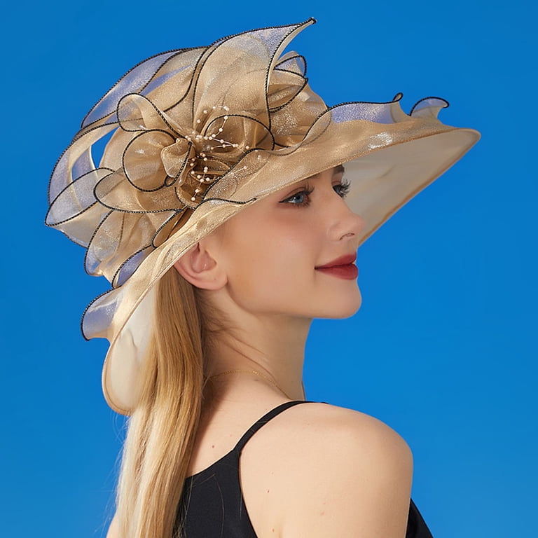 Church Hats for Women: Women's Solid Color Big Flower English Lady
