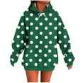thumbnail image 2 of Guieoi Tops for Women Plus Size Womens Polka Print Hooded Sweatshirt Long Top Long Sleeved Pocket Green Black*Friday/Cyber*Monday, 2 of 5