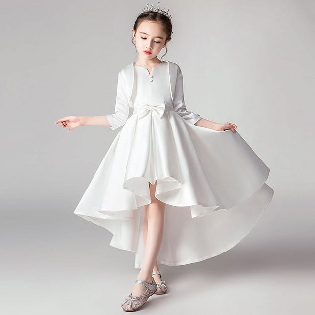 Conjunto de princesa de dos piezas de manga larga, vestido infantil largo irregular