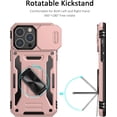 thumbnail image 2 of for iPhone 14 Pro Max Case with Slide Camera Cover,Drop Tested Military Grade Heavy Duty Protective Sturdy Rotate Ring Kickstand Phone Case for iPhone 14 Pro Max(Rose Gold), 2 of 14
