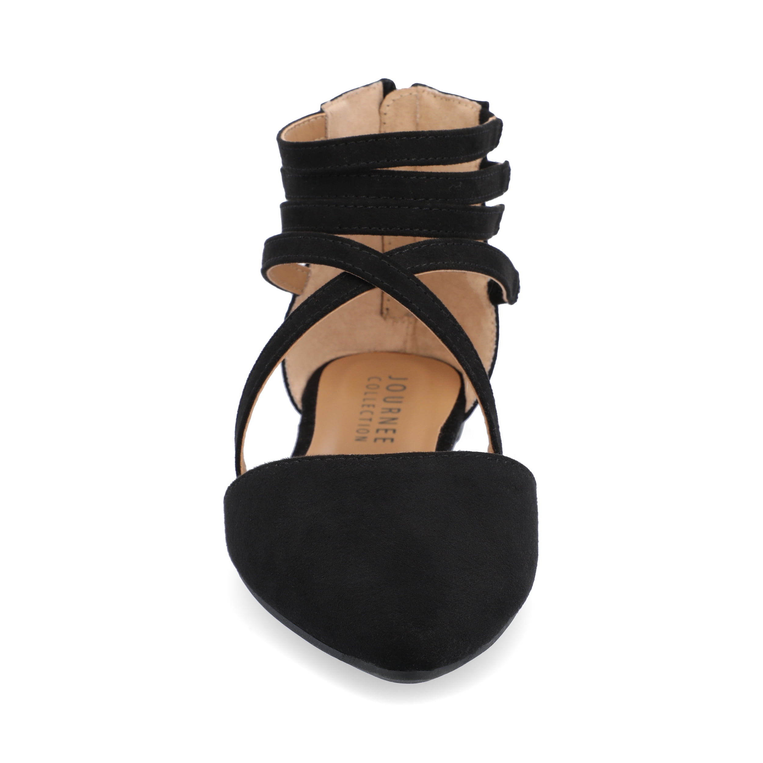 Journee Womens Marlee Back Heel Zip Pointed Toe Cage Flats