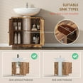 thumbnail image 4 of COCOKUN Under Sink Bathroom Cabinet, Pedestal Sink Storage Cabinet with 2 Doors, Shelf and U-Shape, Rustic Brown, 4 of 13