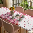 thumbnail image 3 of Valentine's Day Table Cloths for 8 Foot Rectangle Tables, Pink Love Gnomes Roses Romantic White Patio Waterproof Elastic Fitted Tablecloths, Washable Rectangular Table Cover for Camping, 3 of 8