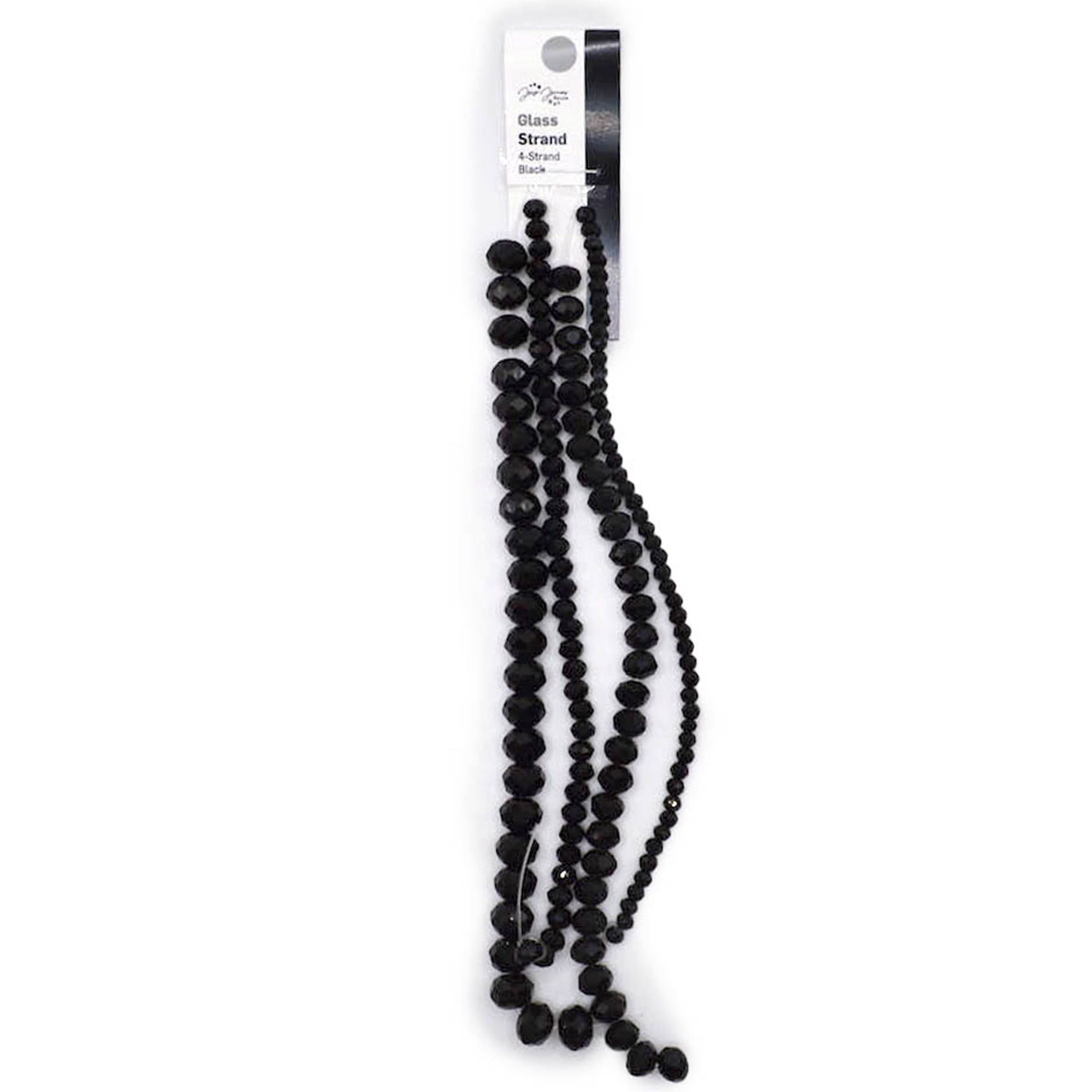 (2 pack) (2 pack) Jesse James Beads Black Glass Bead Strand – 4 Pieces, Ideal for Ages 16 and Up