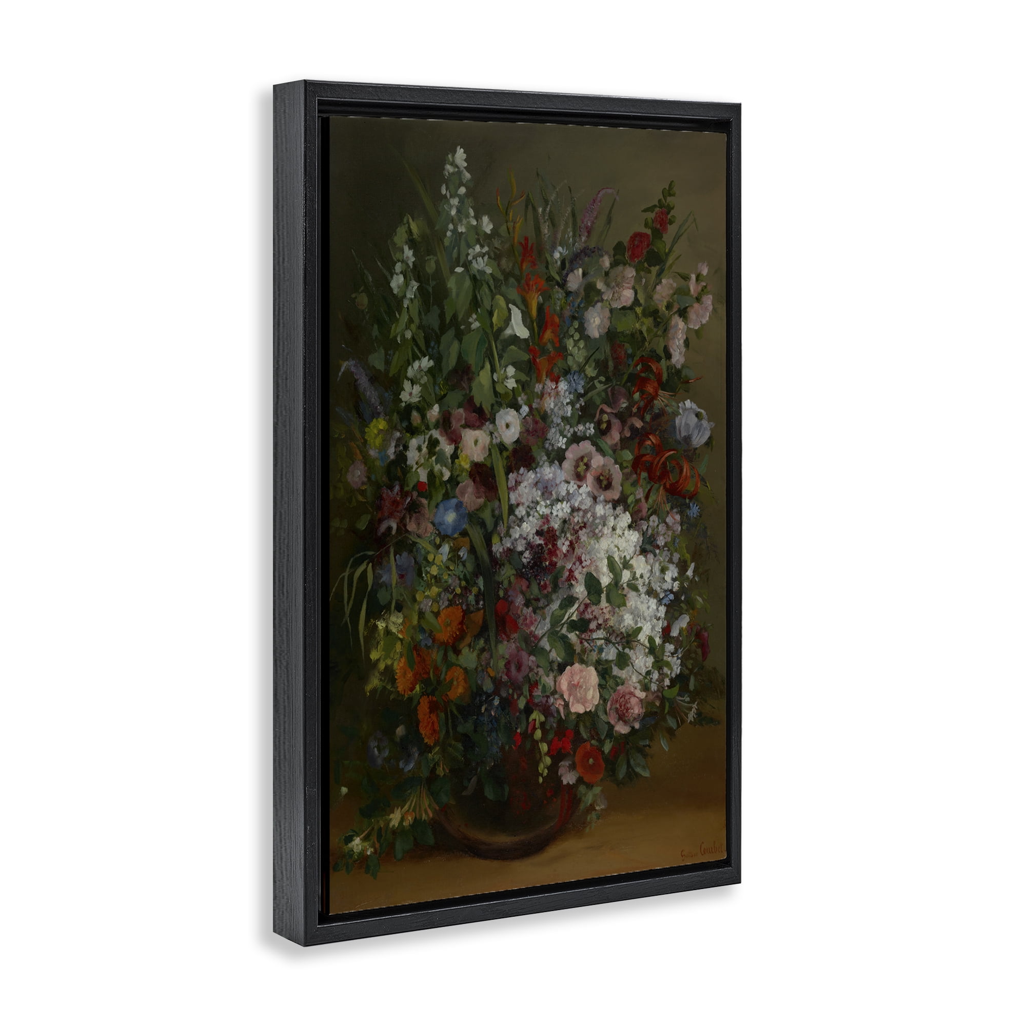 Stupell Industries Classical Bouquet of Flowers Plants & Flowers Painting Black Floater Framed Canvas Art Print Wall Art, 21 x 31