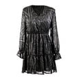 thumbnail image 1 of Vestido George para Dama, Escote V, con Paneles, Manga Larga Print Negro Talla M, 1 of 4
