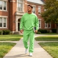thumbnail image 4 of Men's Casual Tracksuit Athletic Sweatsuits Pullover Long Sleeve Sweatshirt & Jogger 2 Piece Outfit Plus Size Running Jogging Sport Suit Sets L, 4 of 4