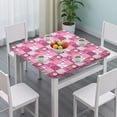 thumbnail image 3 of Pink Plaid Baseball Pattern Square Fitted Tablecloth with Elastic Edge,Square Table Cover,Washable Elastic Table Cover for Home Kitchen Party Decor 36"x36", 3 of 6