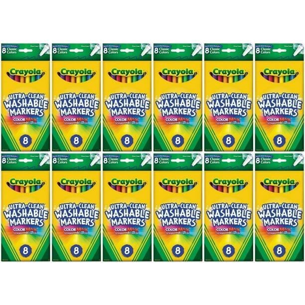 Crayola UltraClean Fine Line Washable Markers, Classic Colors, 8 Count