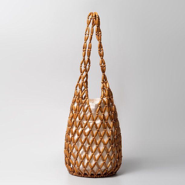 Zhuge Bolso de hombro tejido para mujer, bolso de mano tejido, bolso de mano tejido elegante para playa de verano, bolsos de hombro de 6,49 x 6,49 x 14,17 pulgadas (marrón)