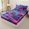 thumbnail image 2 of Manfei Neon Pink Race Car Zipper Twin Comforter Sets with Fitted Sheet and 2 Pillowcases,Speed Games Zipper Bedding Set,Black Reversible,4pcs, 2 of 8