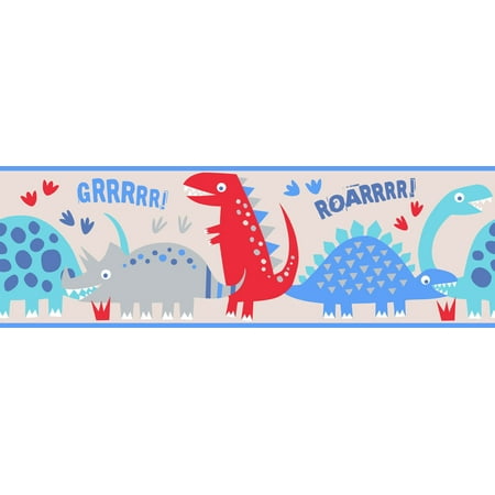 Brewster Home Fashions TBO50057 Blue Dino Peel And Stick Border Twinpack - 196 in.