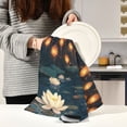 thumbnail image 6 of WOBOGO Kong Ming Lanterns Lotus Pond Kitchen Towel 1 Piece Large Cotton Dishcloth Premium Absorbency Set with Hanging Loop, 6 of 7